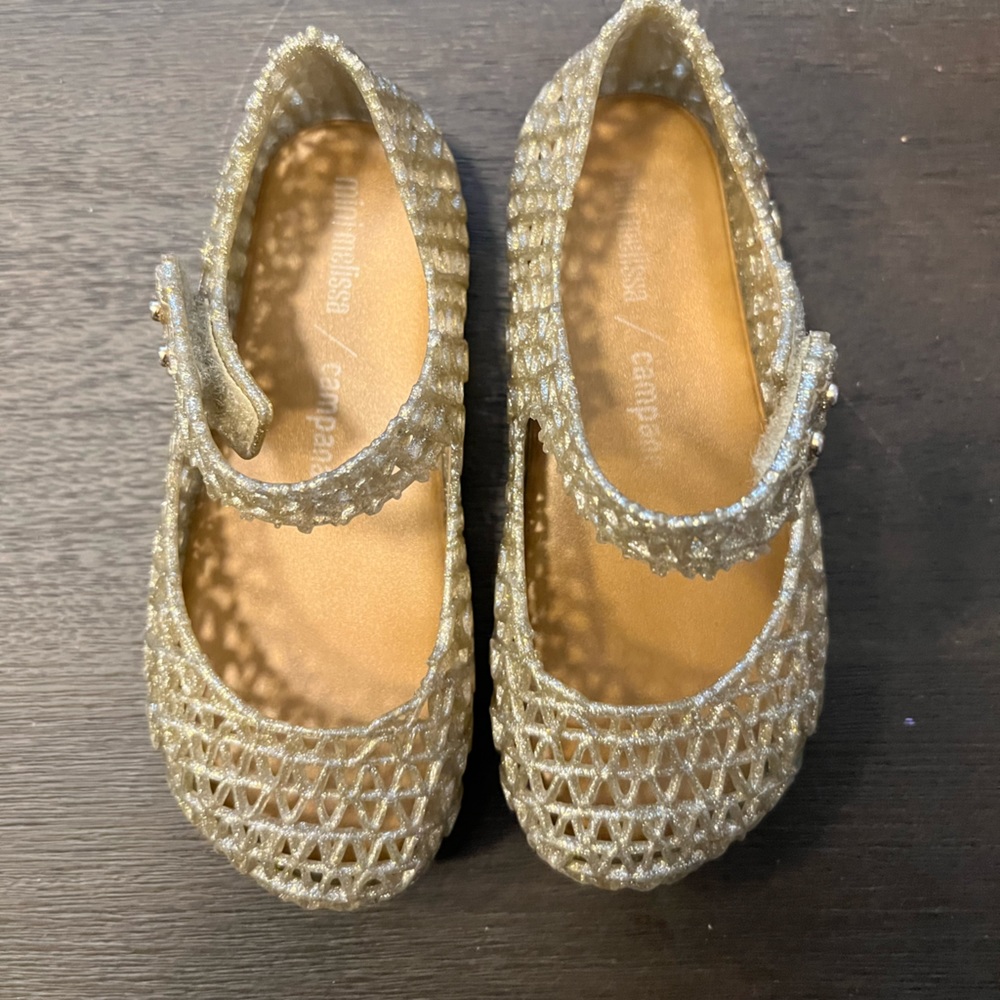 Mini Melissa Girl’s Jelly Flats in Gold